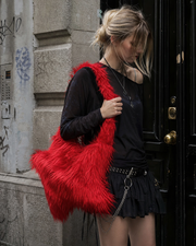 Bold Red Plush Star Tote