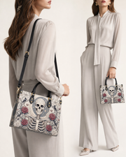 Bone Scroll Leather Handbag