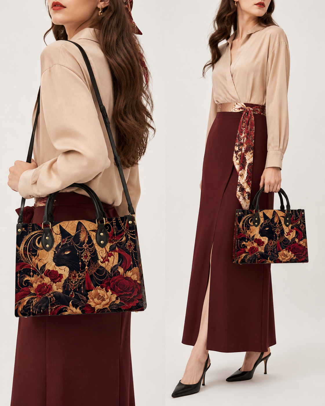 Bastet Bloom Leather Handbag