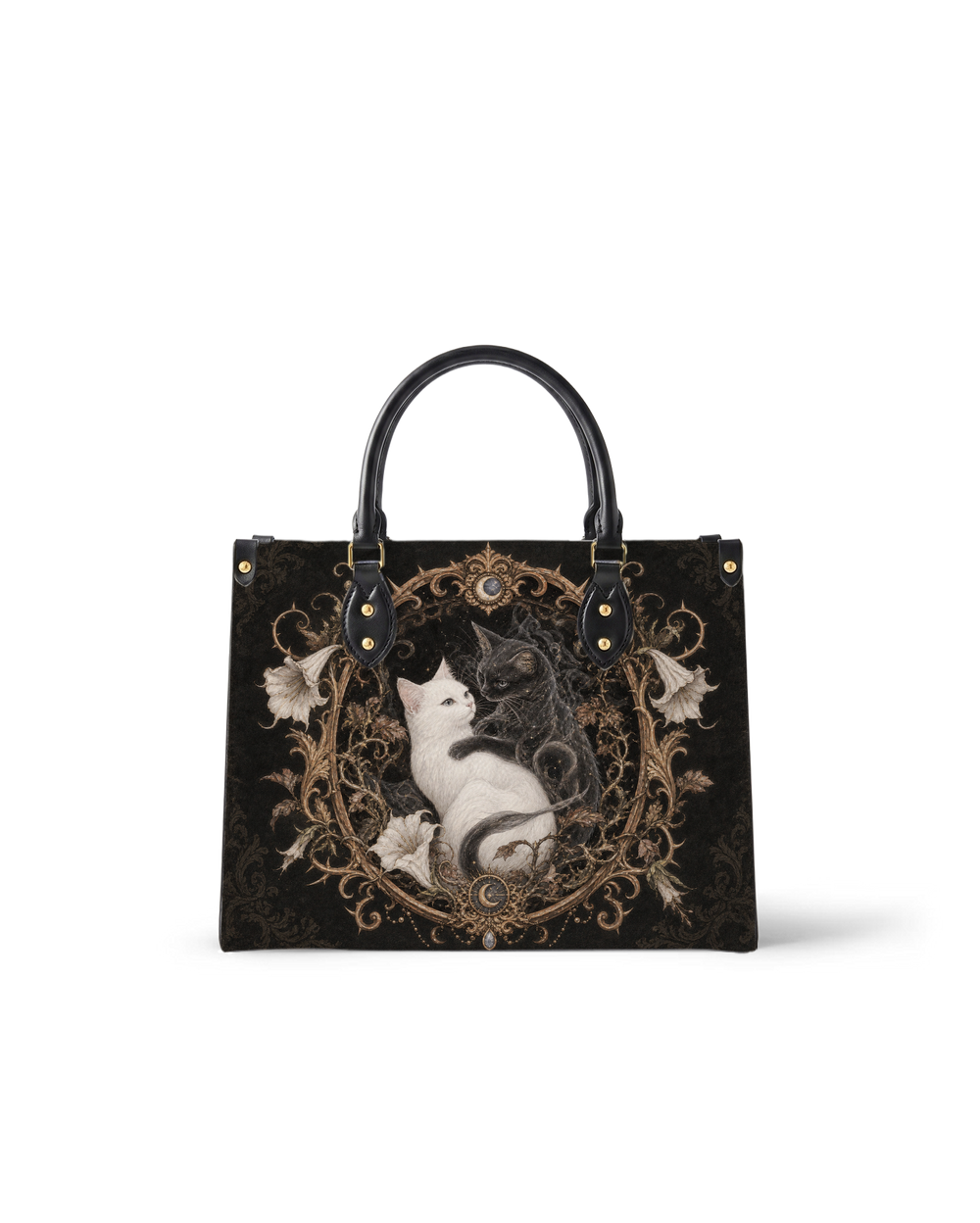 Dual Feline Leather Handbag