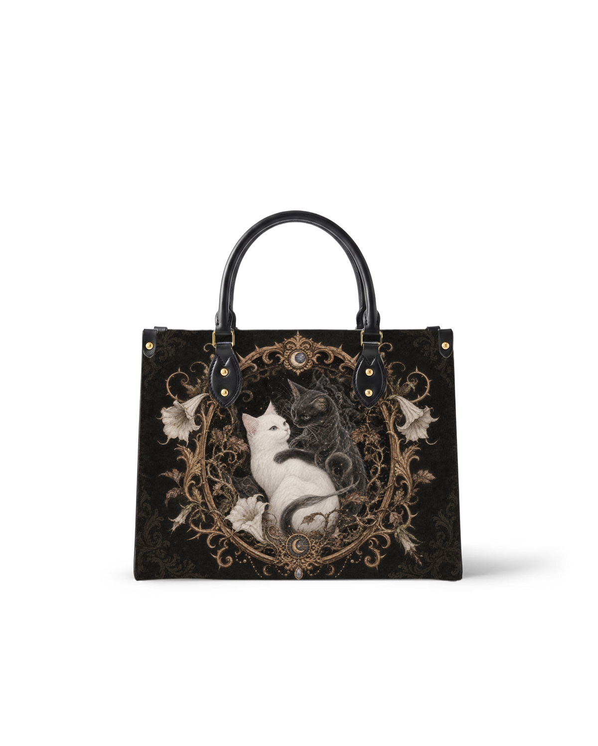 Dual Feline Leather Handbag