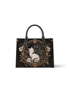 Dual Feline Leather Handbag