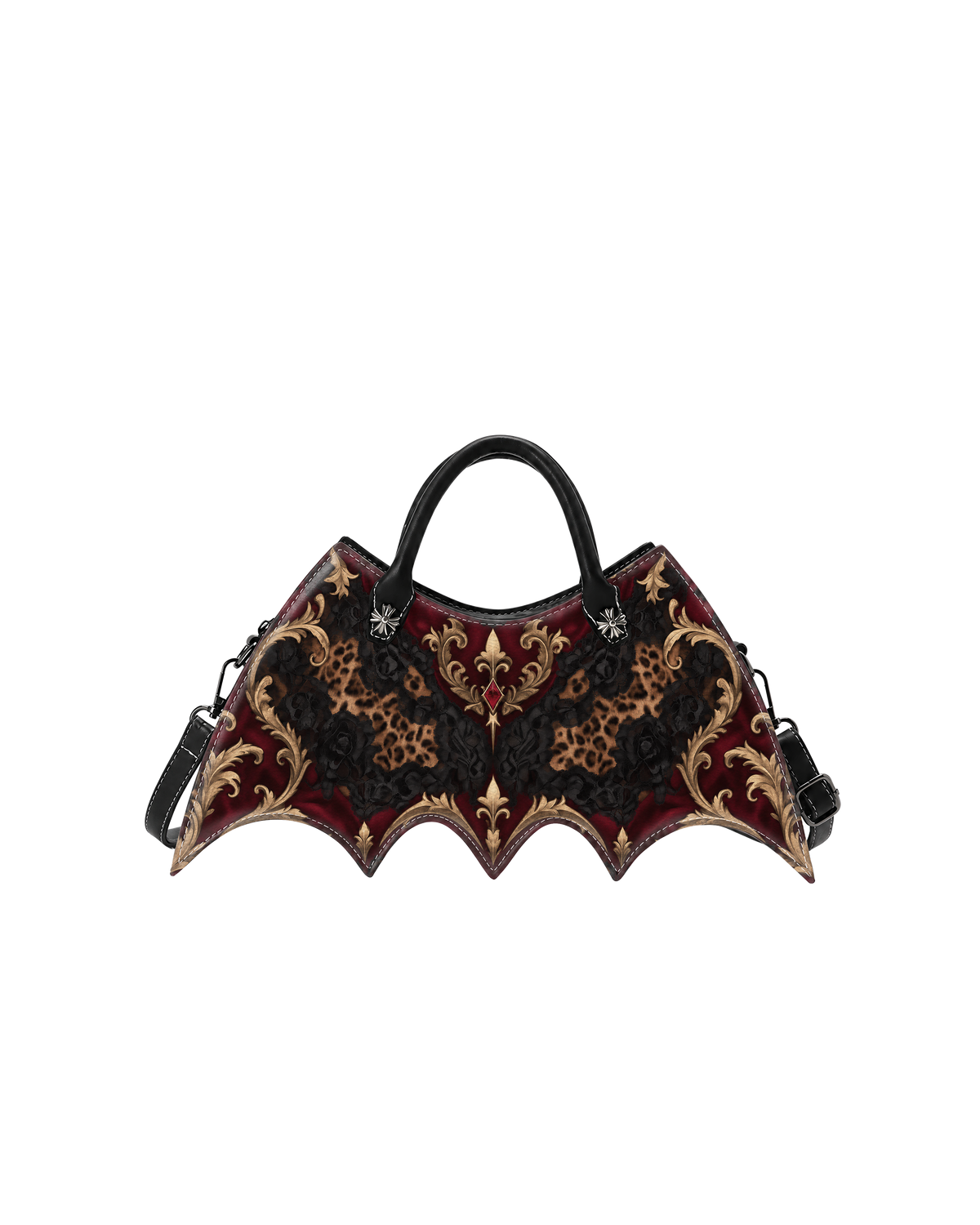 Crimson Filigree Bat Wing Bag