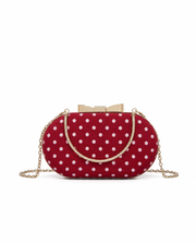 Rouge Polka Velvet Clutch