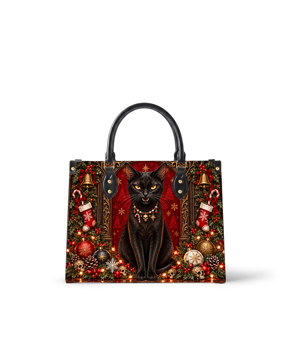 Crimson Kitty Leather Handbag
