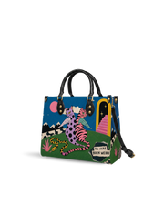 Twin Winged Familiars Leather Handbag