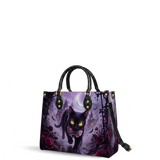 Violet Moon Feline Leather Handbag