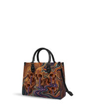 Skull Vortex Leather Handbag