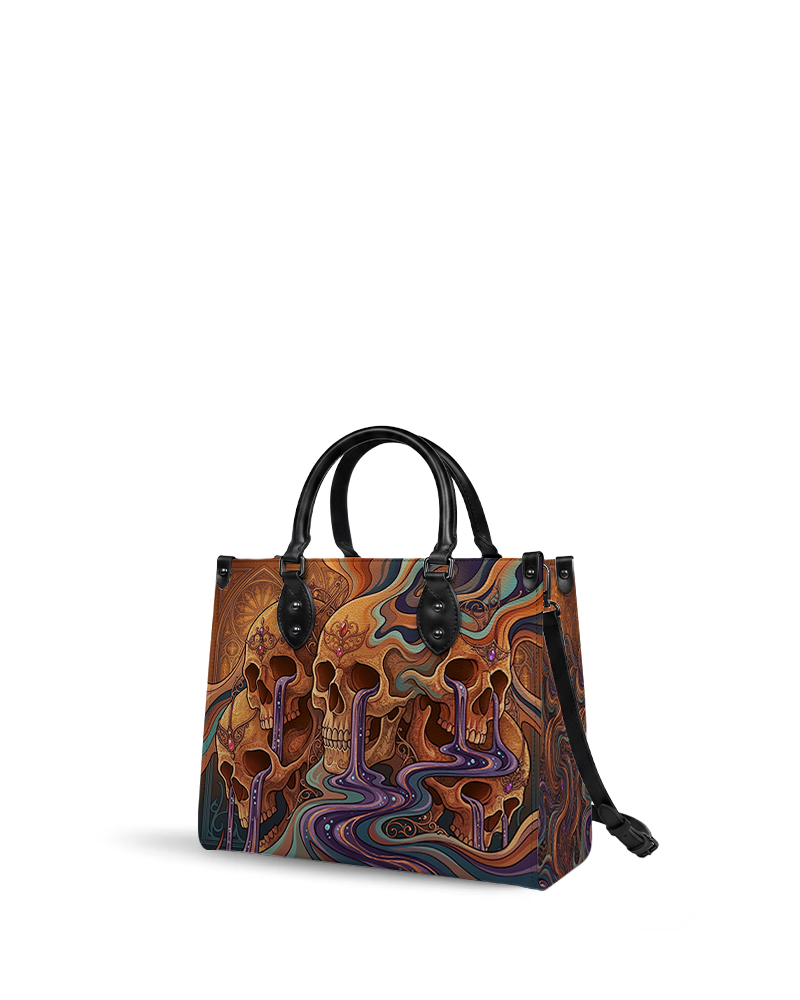 Skull Vortex Leather Handbag