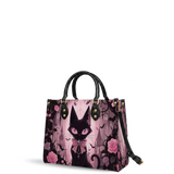 Pink Noir Cat Leather Handbag