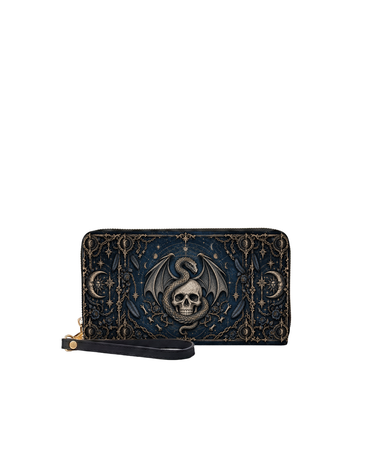 Deep Skull Long Zip Wallet