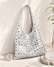Liquid Silver Studded Hobo