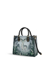 Violet Moon Bunnies Leather Handbag